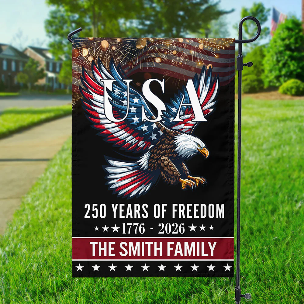 250 Years Of Freedom Patriotic Eagle - Personalized Flag - Patriotic Gift For Family | HN02