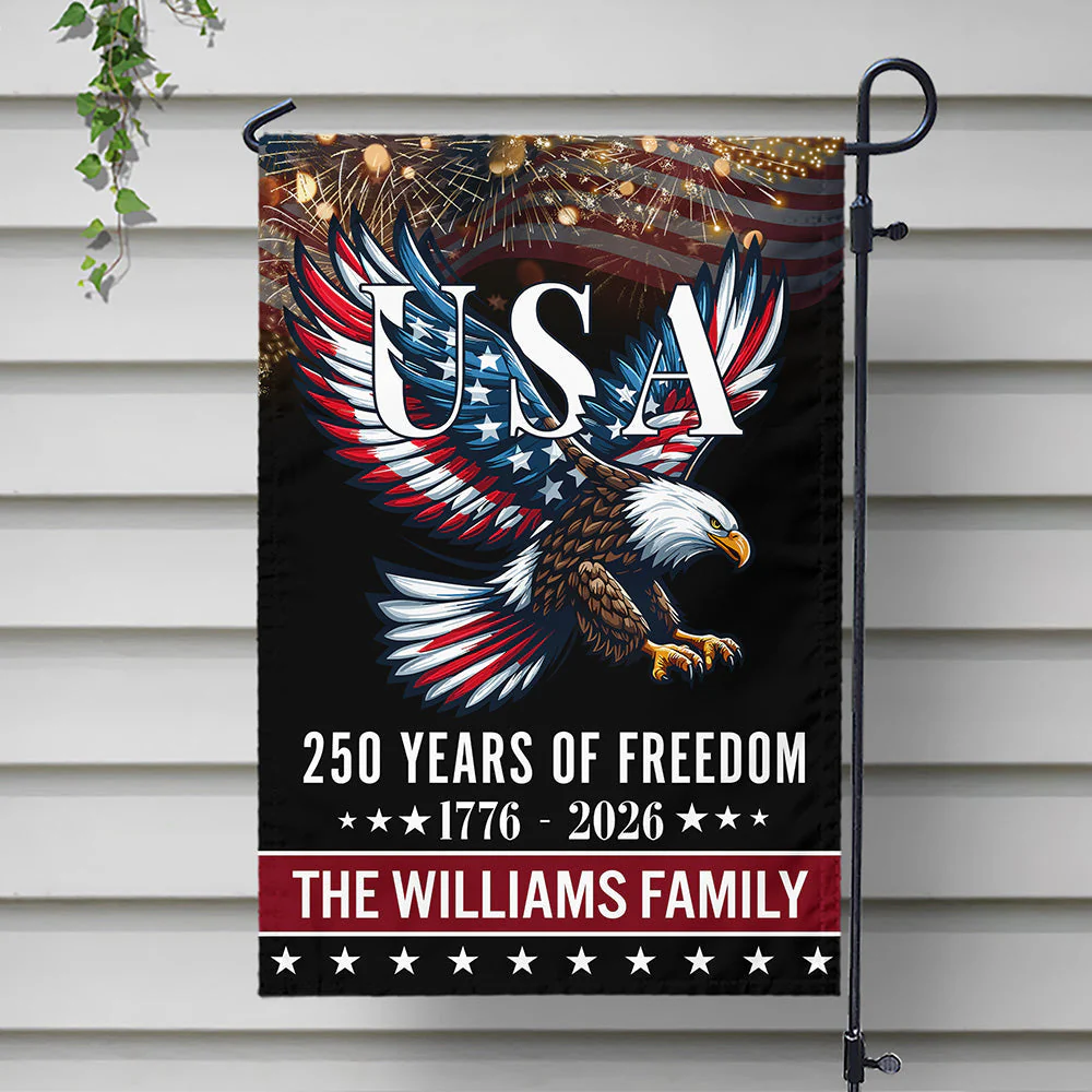 250 Years Of Freedom Patriotic Eagle - Personalized Flag - Patriotic Gift For Family | HN02 - Image 3