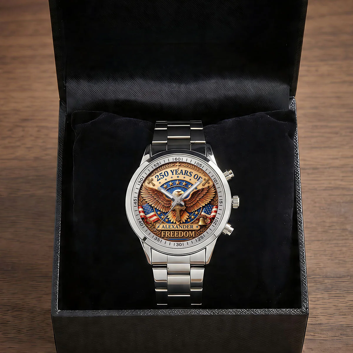 250 Years Of Freedom - Personalized Men's Wrist Watch - Patriotic Gift For Him - Image 4