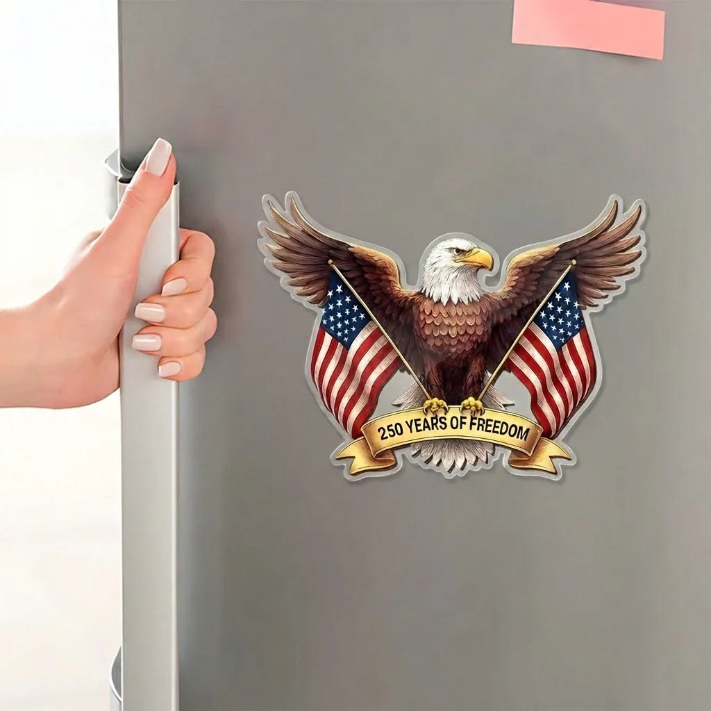 250 Years of Freedom - Shape Acrylic Fridge Magnet - Patriotic Gift For Family HN02 - Image 4