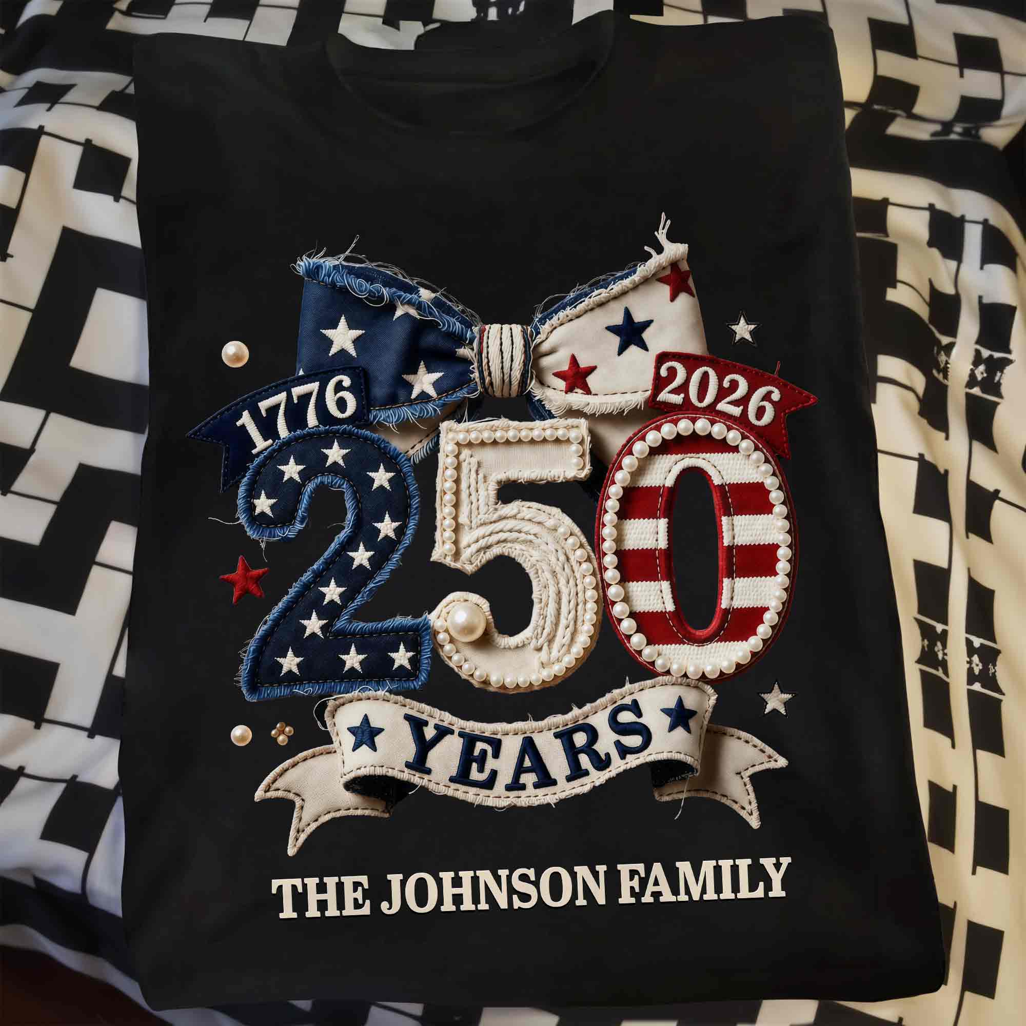 250 Years Of Independence Stars And Stripes Bow - Personalized Shirt - Gift For Patriotic Family - Image 14