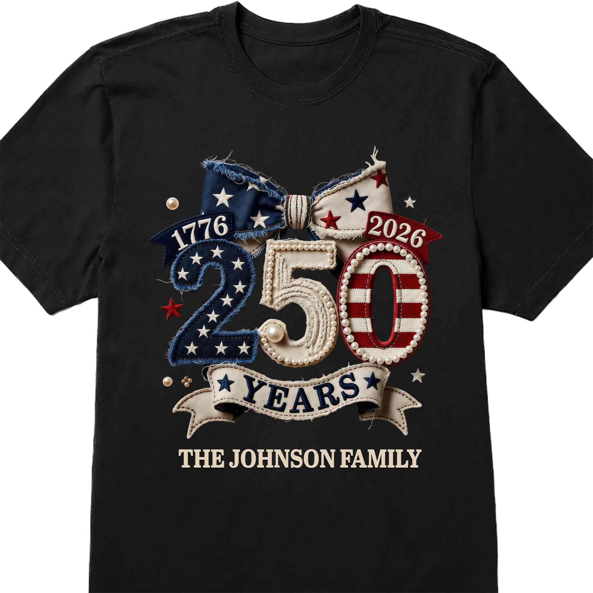 250 Years Of Independence Stars And Stripes Bow - Personalized Shirt - Gift For Patriotic Family - Image 16