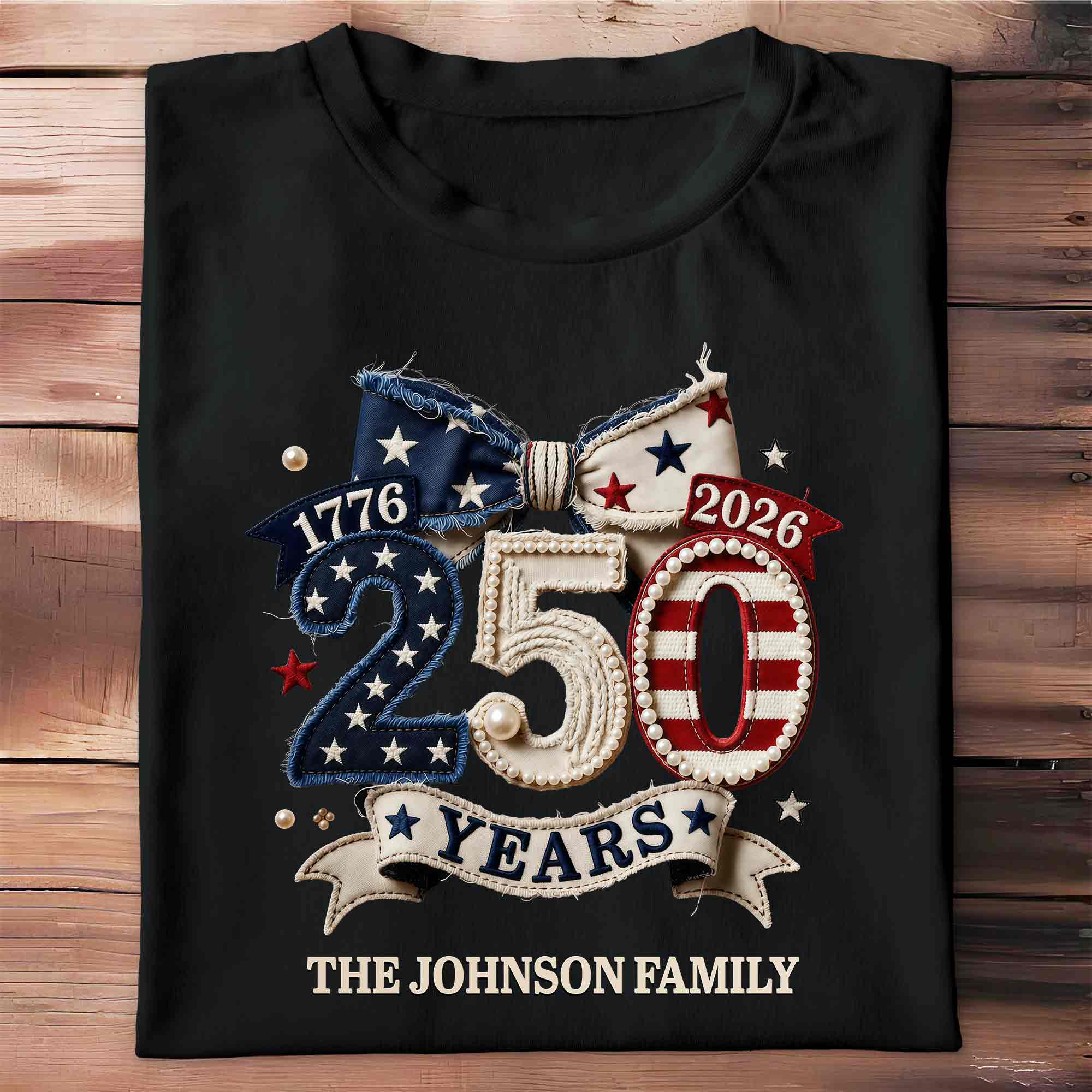 250 Years Of Independence Stars And Stripes Bow - Personalized Shirt - Gift For Patriotic Family - Image 17