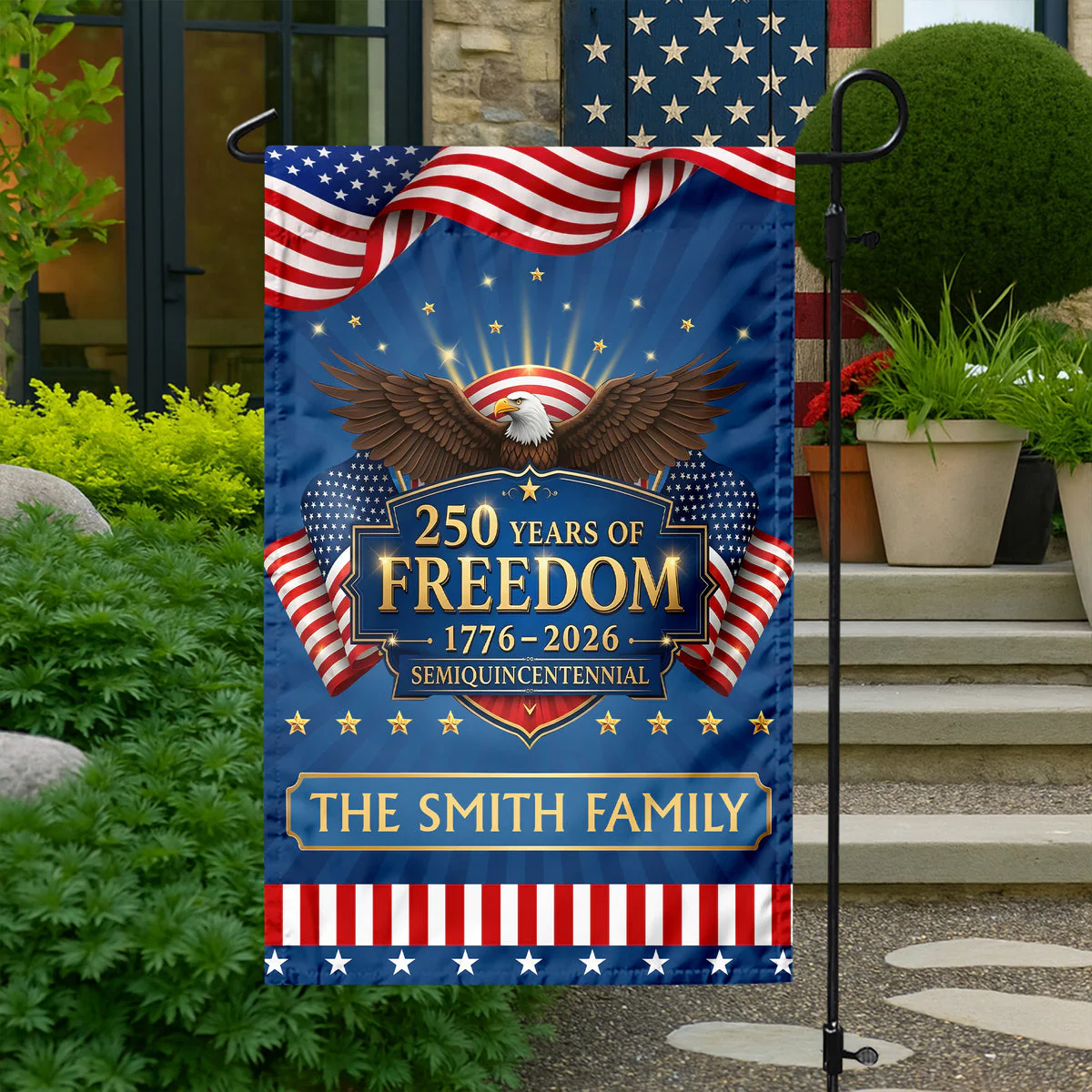 250 Years of the United States 1776–2026 Liberty - Personalized Flag - Patriotic Gift For Family HN02 - Image 2