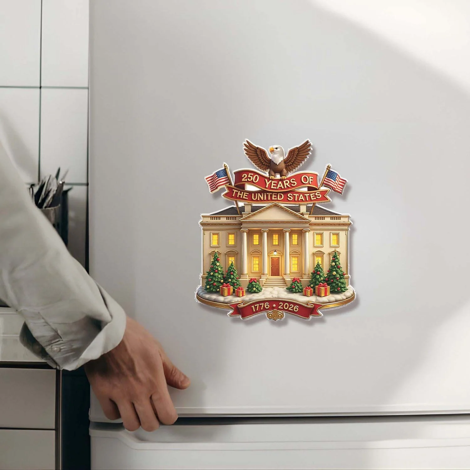 250 Years of The United States - Shape Acrylic Fridge Magnet - Patriotic Gift For Family HN02