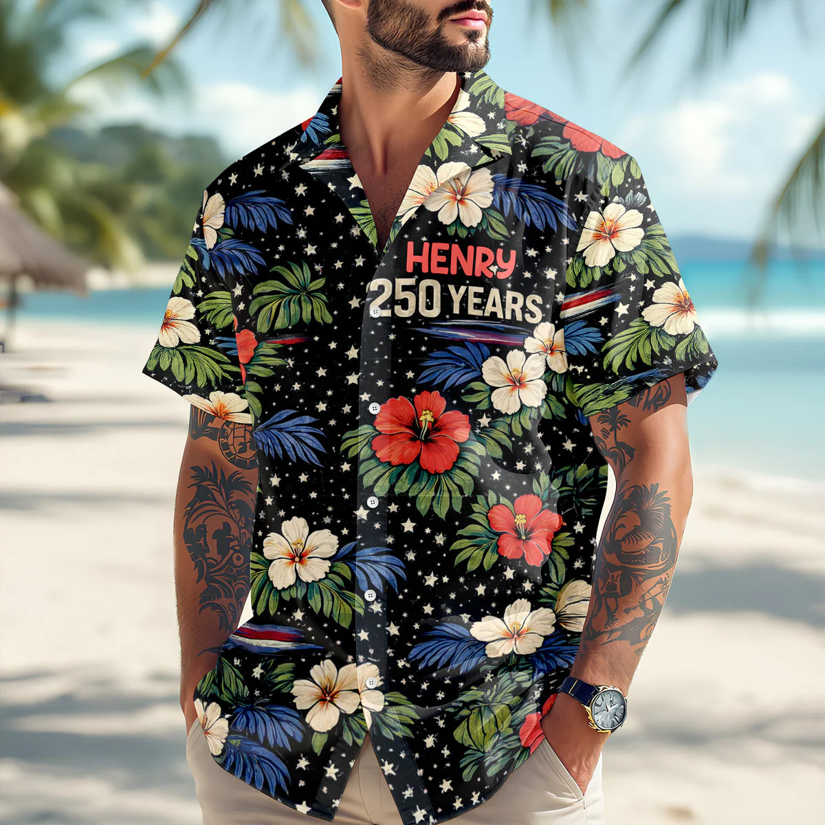 250 Years Semiquincentennial Eagles Tropical - Personalized Hawaiian Shirt - Gift for Dad, Husband, Grandpa HN02 - Image 4