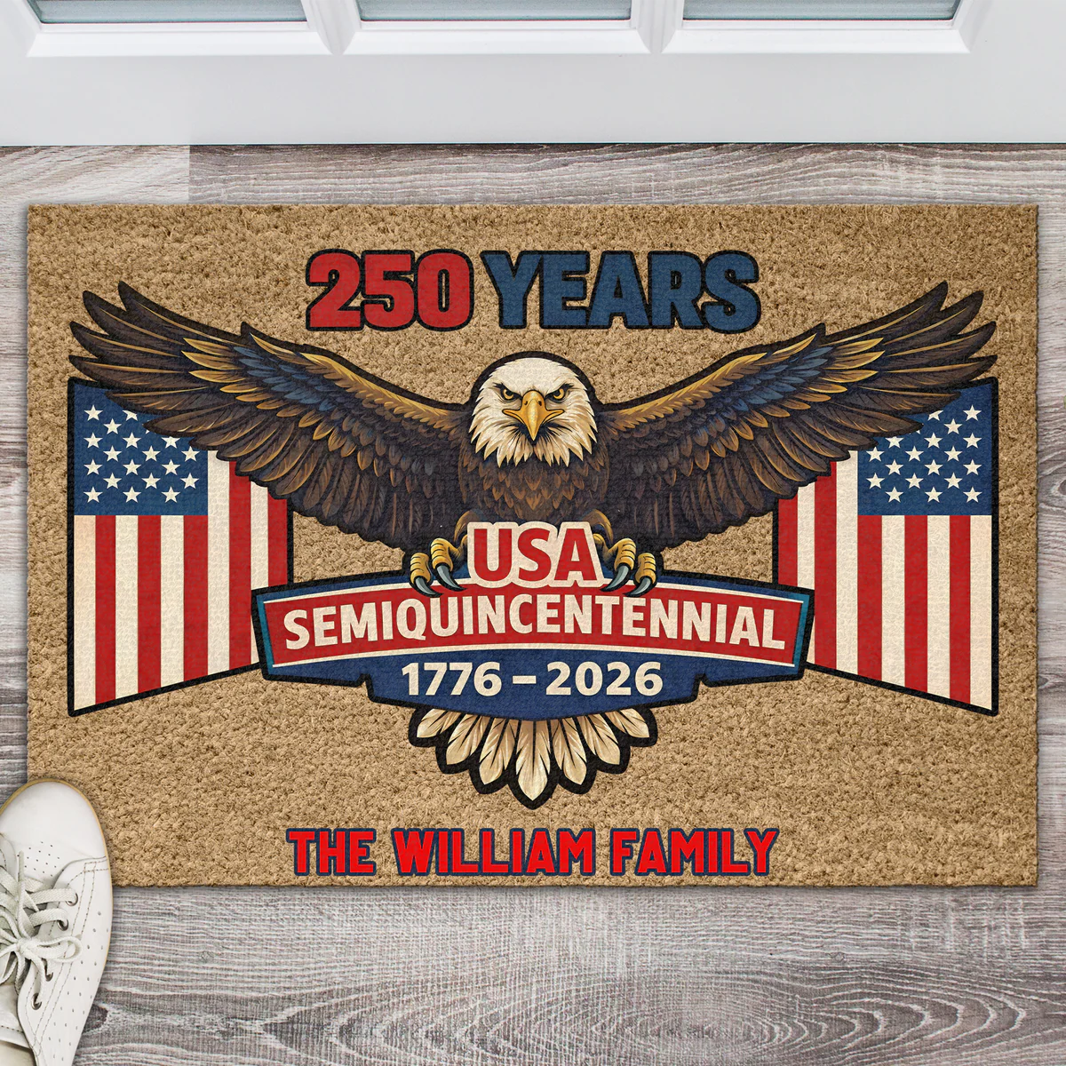 250 Years USA Semiquincentennial 1776–2026 - Personalized Doormat - Patriotic Gift For Family HN02