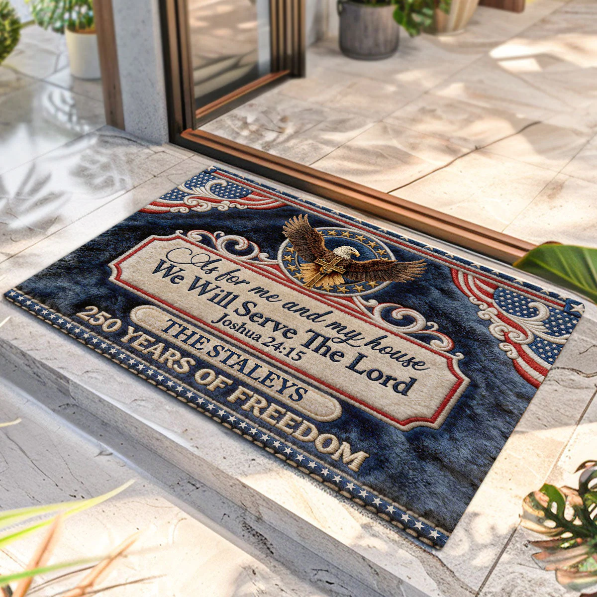 250th American, We Will Serve The Lord - Personalized Doormat - Image 5