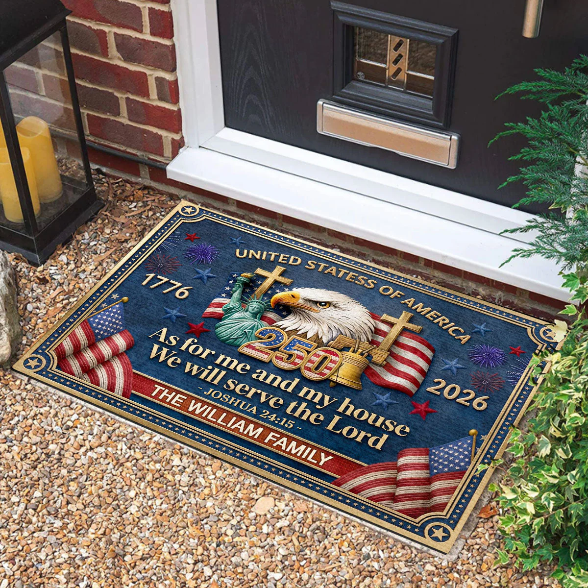 250th American, We Will Serve The Lord  - Personalized Doormat - Image 2