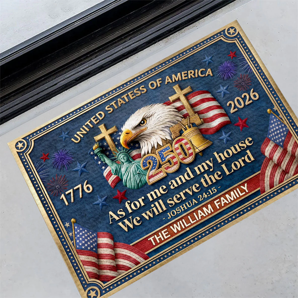 250th American, We Will Serve The Lord  - Personalized Doormat - Image 5