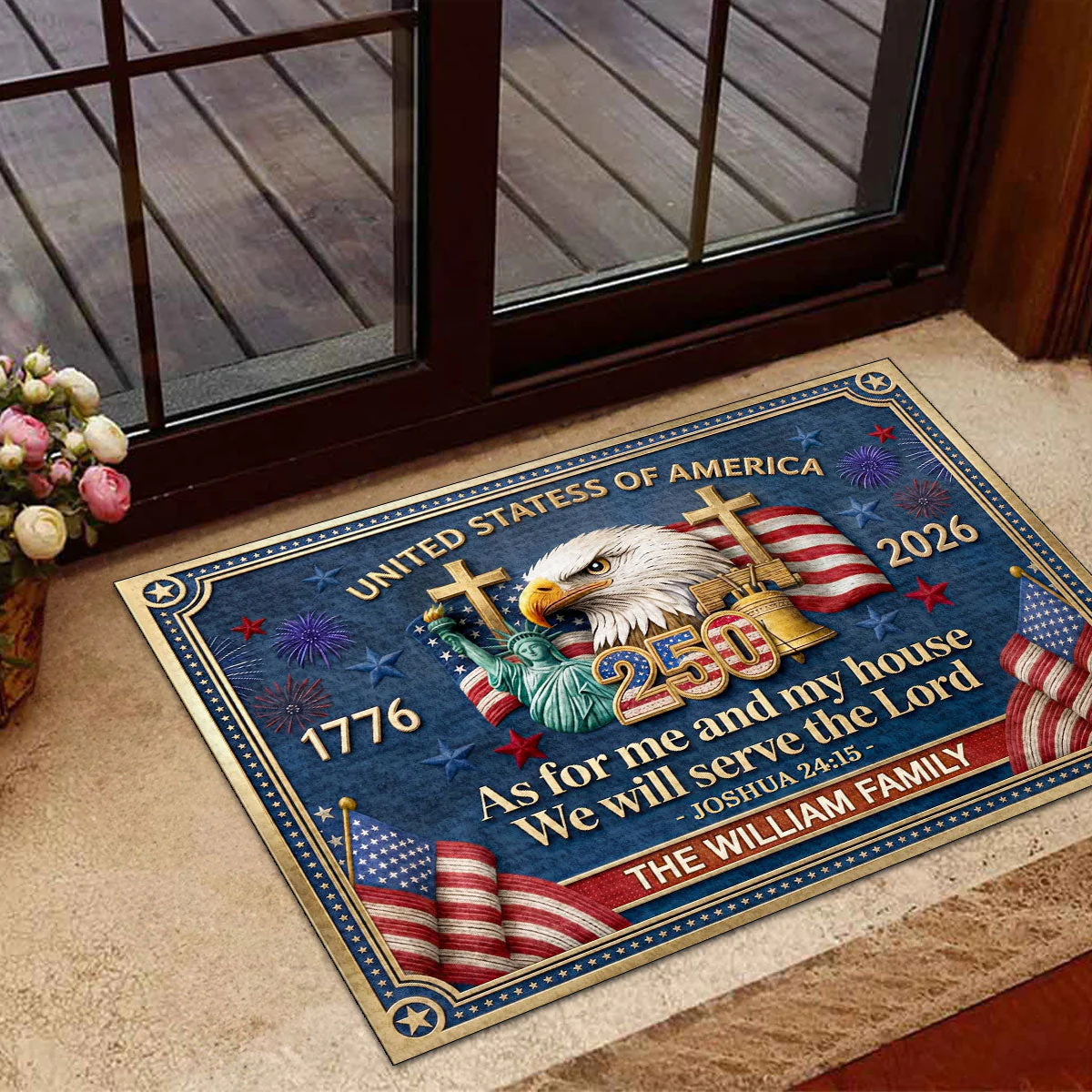 250th American, We Will Serve The Lord  - Personalized Doormat - Image 6