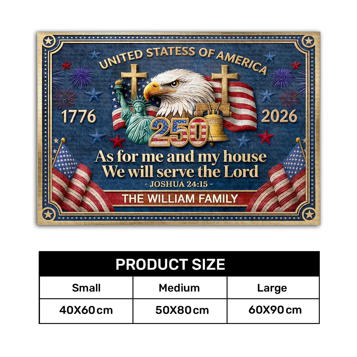 250th American, We Will Serve The Lord  - Personalized Doormat - Image 7