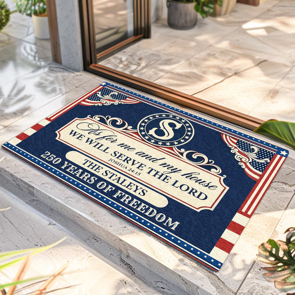 250th American, We Will Serve The Lord  - Personalized Doormat - Image 2