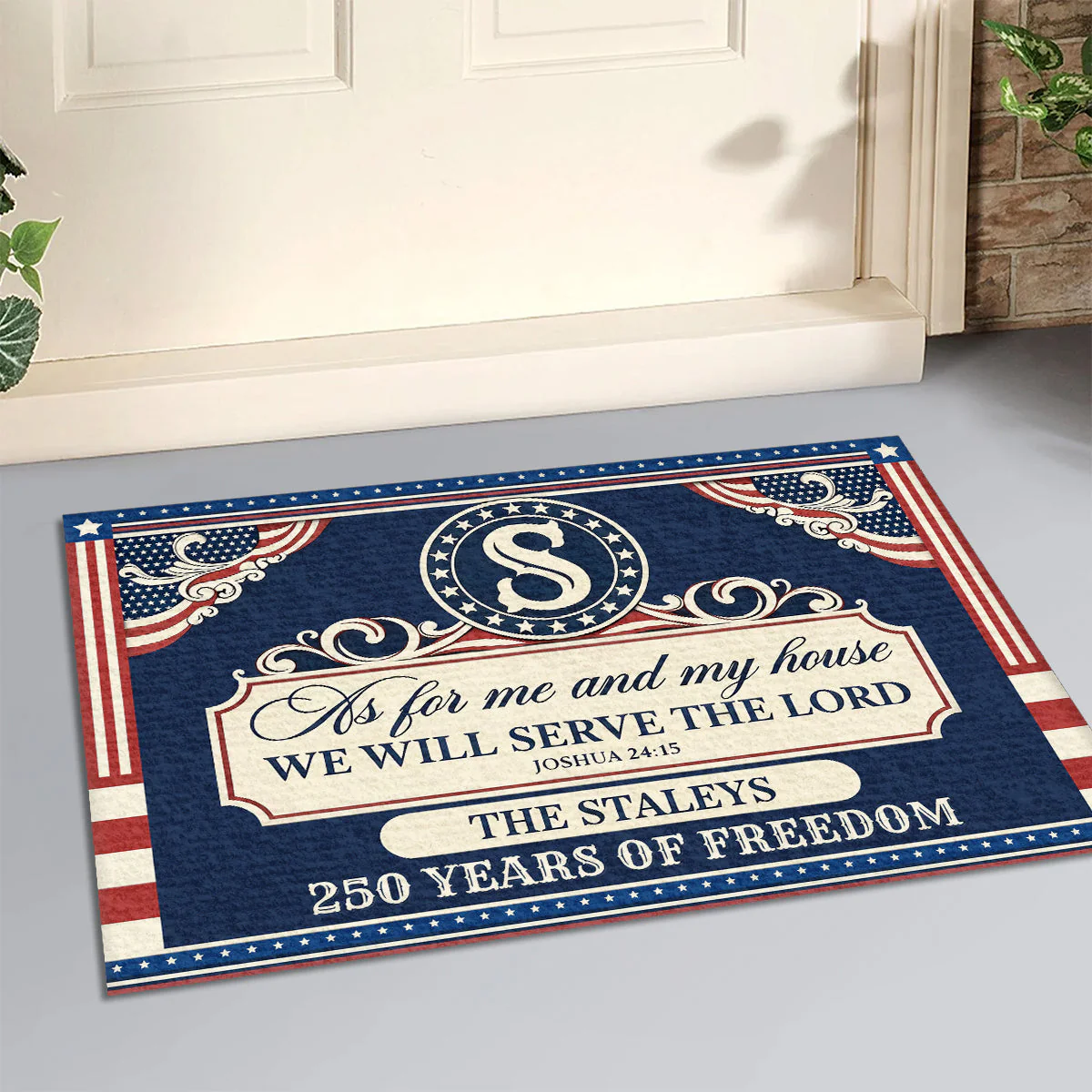250th American, We Will Serve The Lord  - Personalized Doormat - Image 3