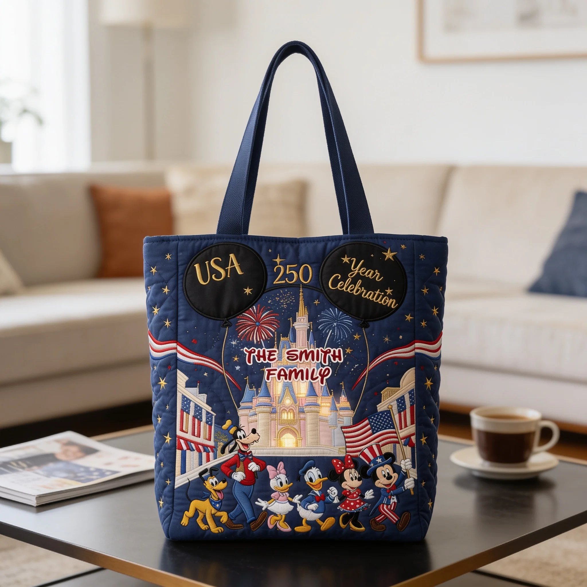 250th Anniversary Celebration With USA Magical Friends - Personalized Quilted Tote Bag - Independence Gift For Movie Fans - MkMo - Image 5
