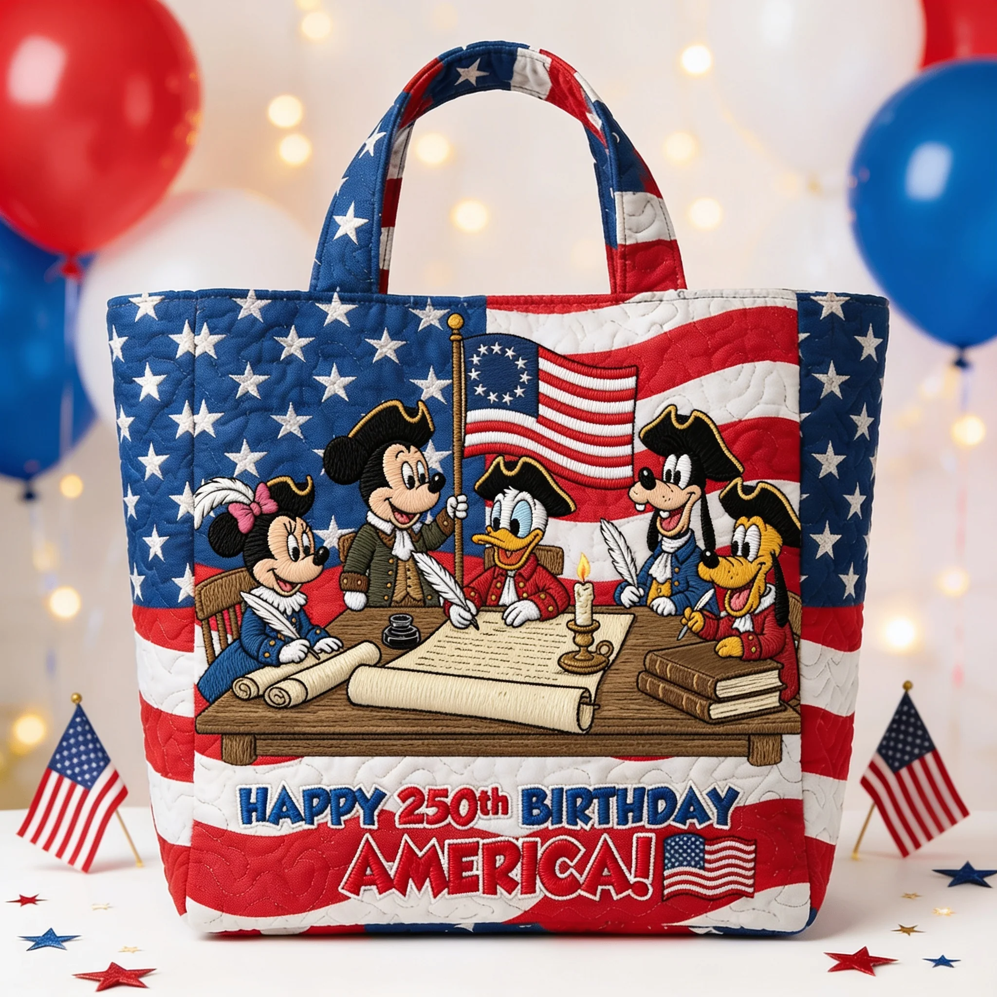 250th Anniversary Celebration With USA Magical Politicians - Personalized Quilted Tote Bag - Independence Gift For Movie Fans - MkMo