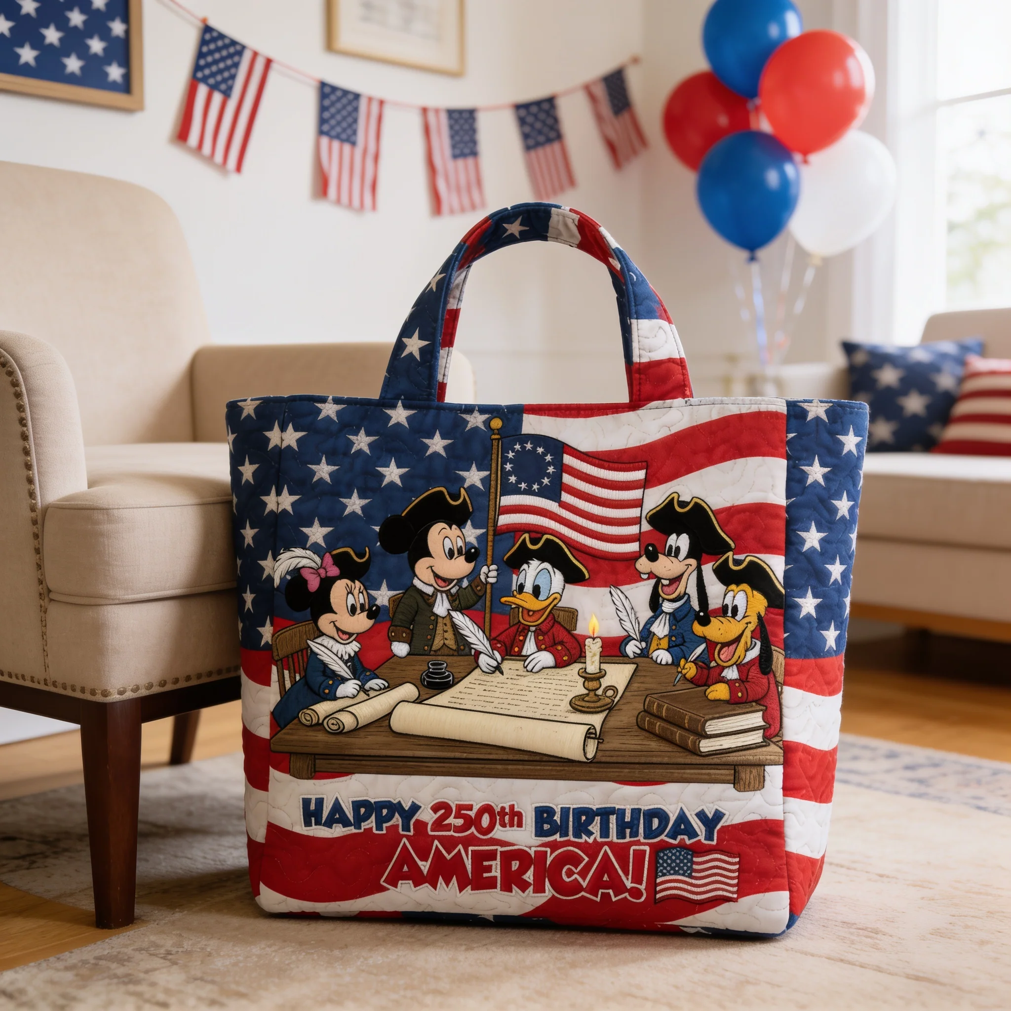 250th Anniversary Celebration With USA Magical Politicians - Personalized Quilted Tote Bag - Independence Gift For Movie Fans - MkMo - Image 3