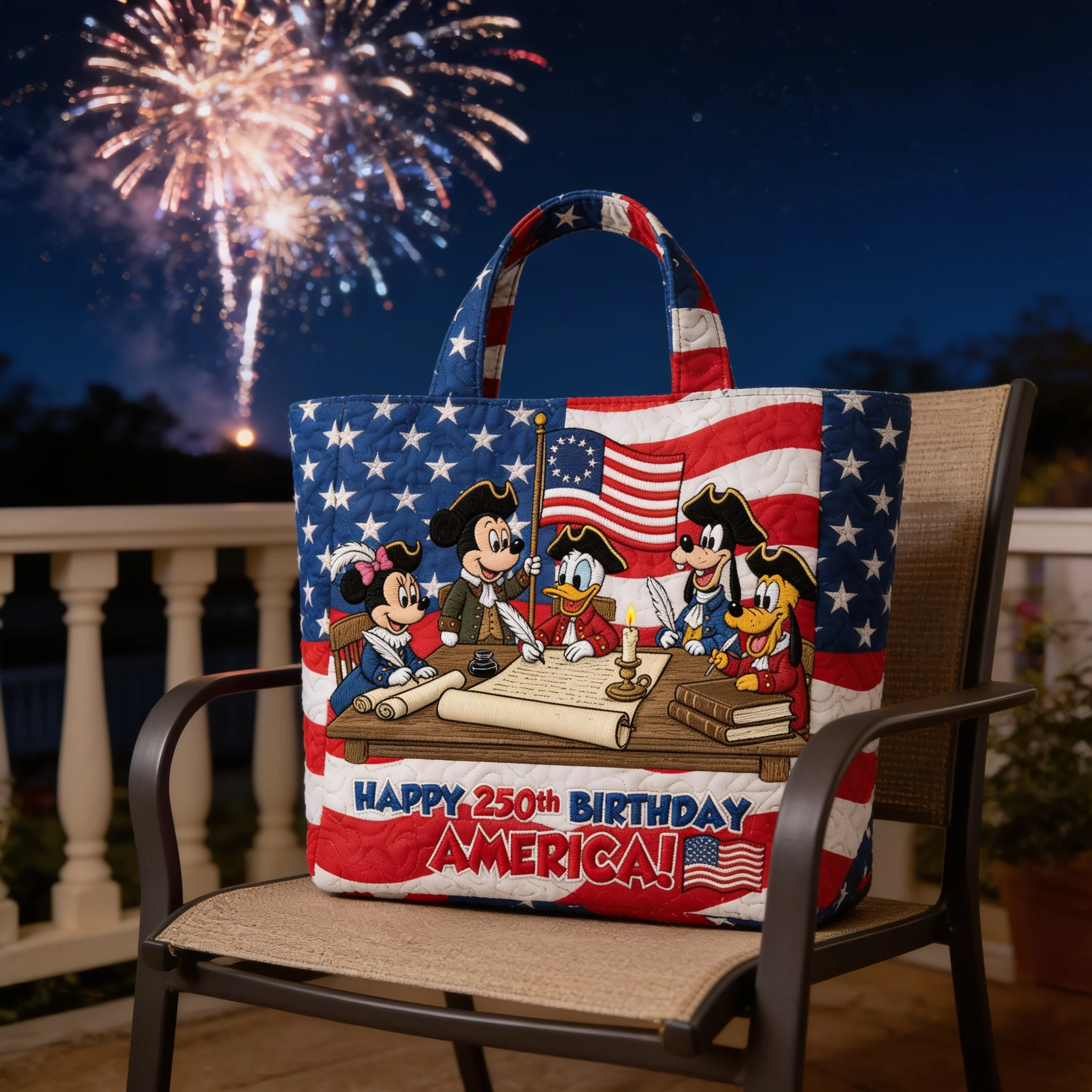 250th Anniversary Celebration With USA Magical Politicians - Personalized Quilted Tote Bag - Independence Gift For Movie Fans - MkMo - Image 4