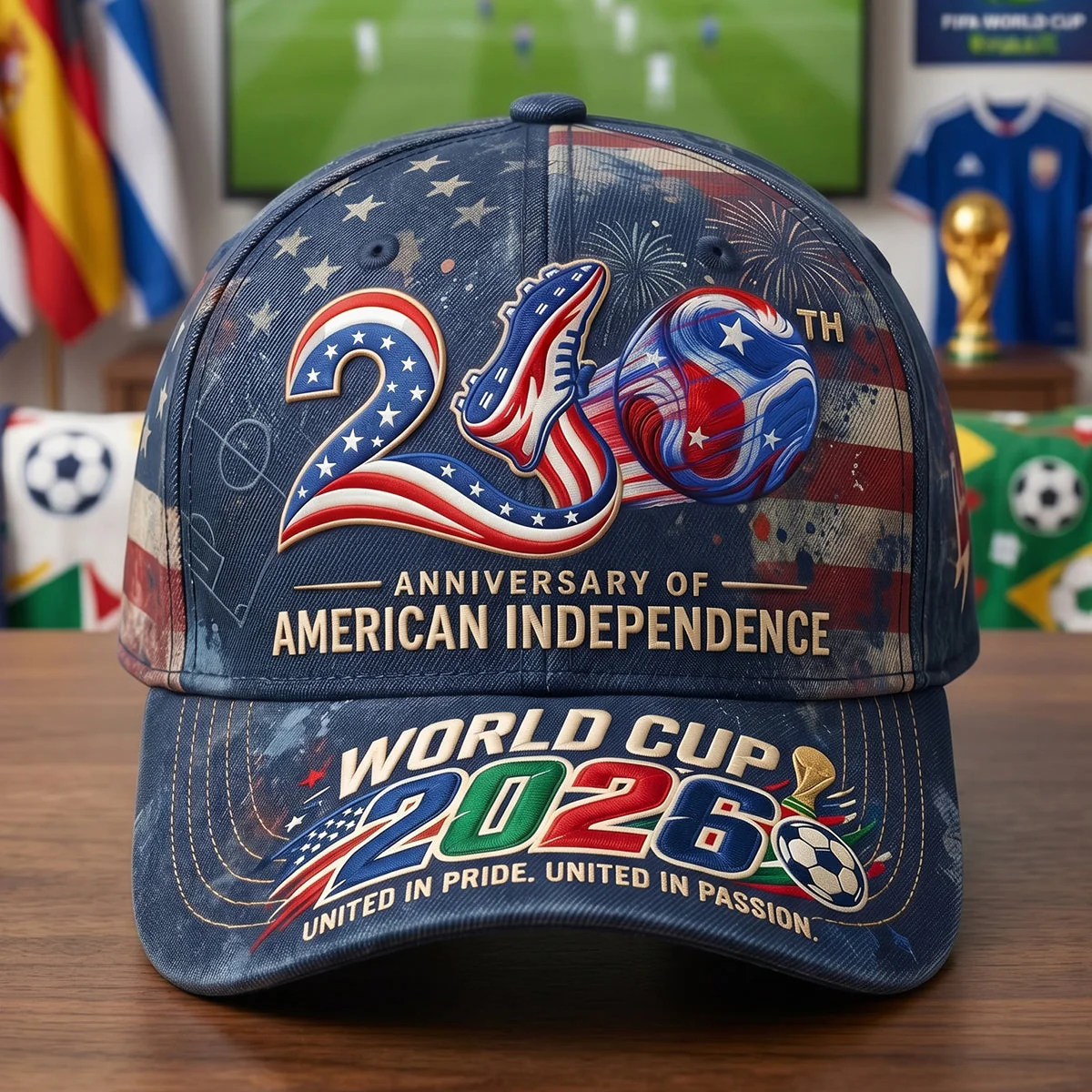 250th Anniversary Of American Independence World Cup 2026 In Pride In Passion- Personalized Classic Cap - Gift For Sport Lovers, Patriots - Image 4