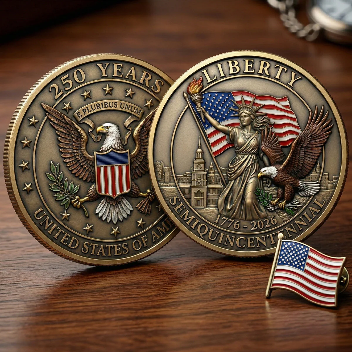 250th Anniversary Of Independence - Commemorative Coin - Gift For Patriotic | HN02 - Image 2