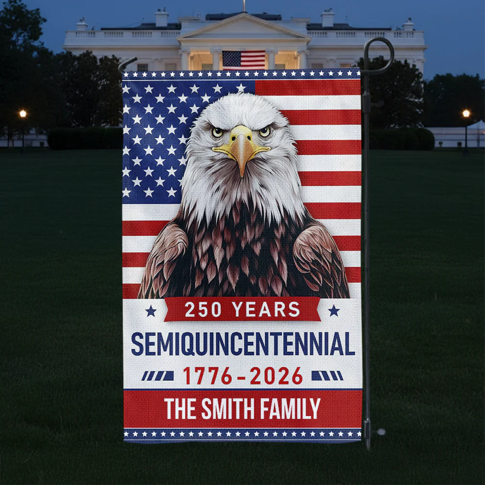 250th Anniversary Semiquincentennial Eagle - Personalized Flag - Patriotic Gift For Family HN02 - Image 3