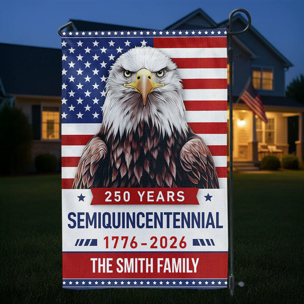 250th Anniversary Semiquincentennial Eagle - Personalized Flag - Patriotic Gift For Family HN02 - Image 4
