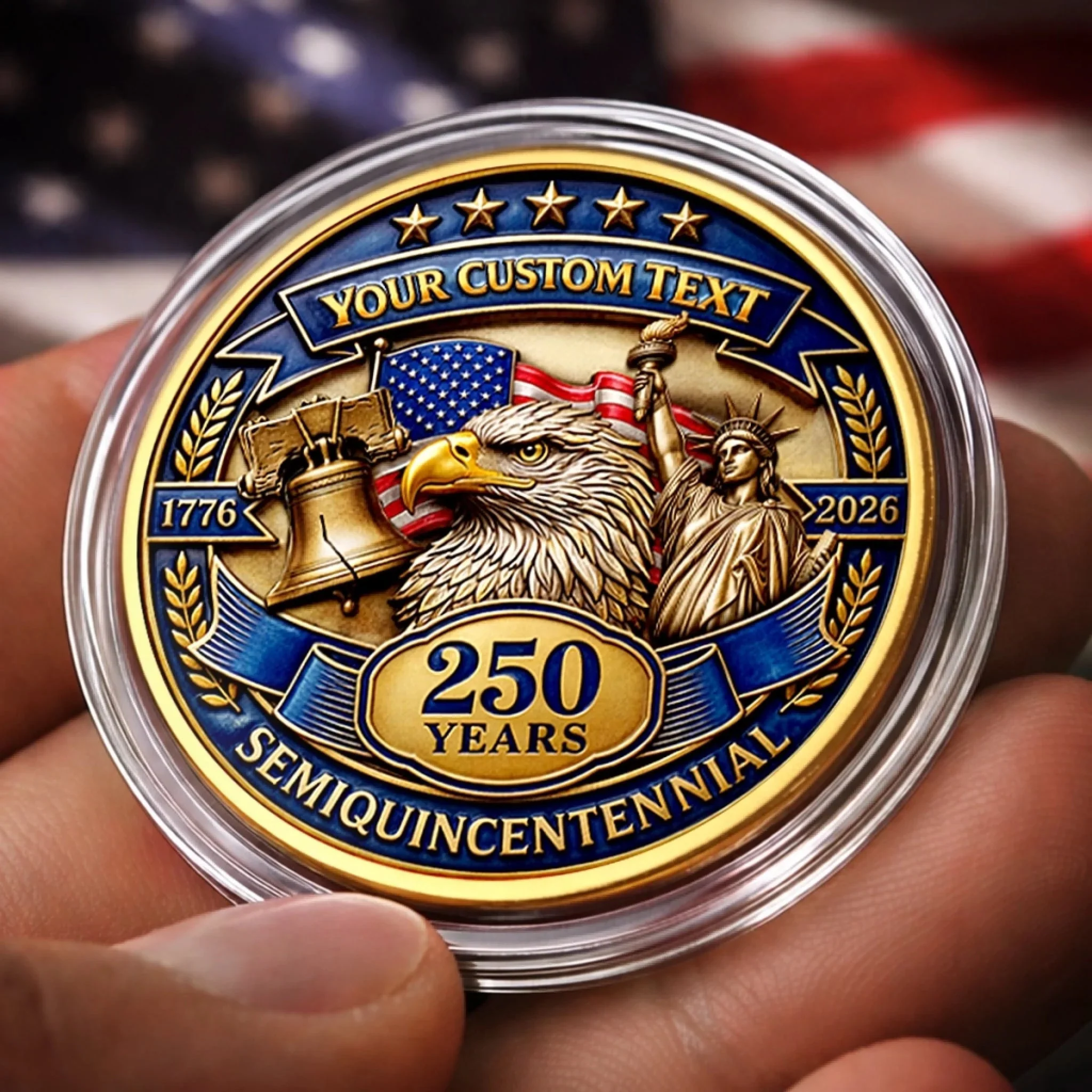 250th Anniversary Semiquincentennial - Personalized Commemorative Coin - Gift For Patriotic | HN02 - Image 2
