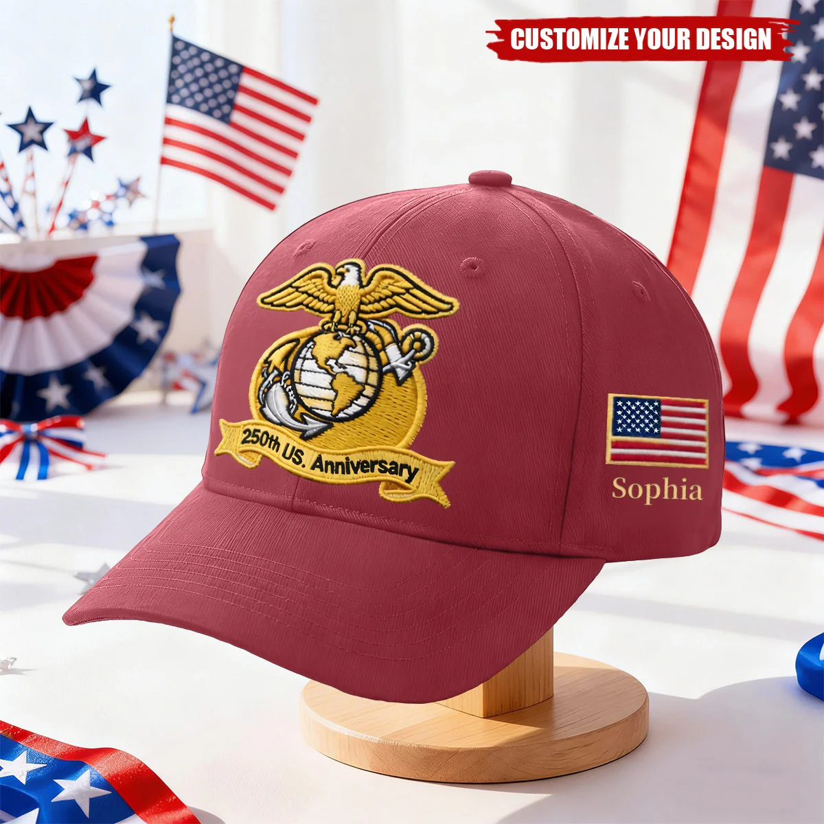 250th US Anniversary - Personalized Embroidered Cap - Gift For Patriotic, Veteran | HN02 - Image 2