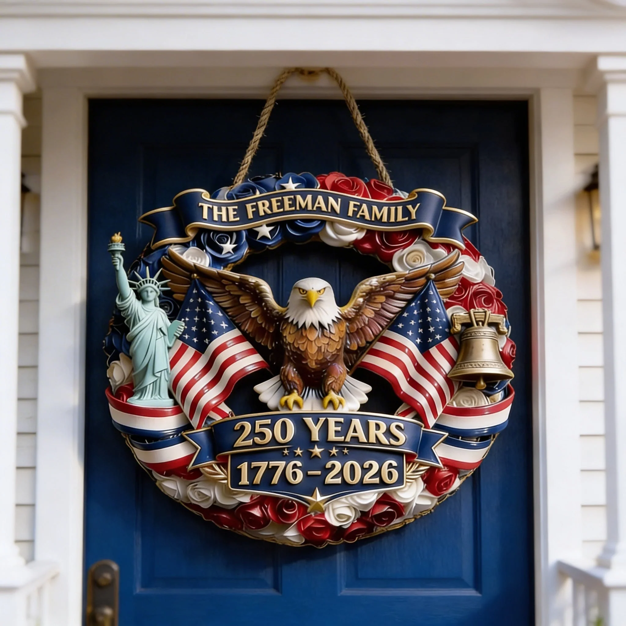 250th Year 4th Of July - Personalized Wood Sign - Patriotic Gift For Family
