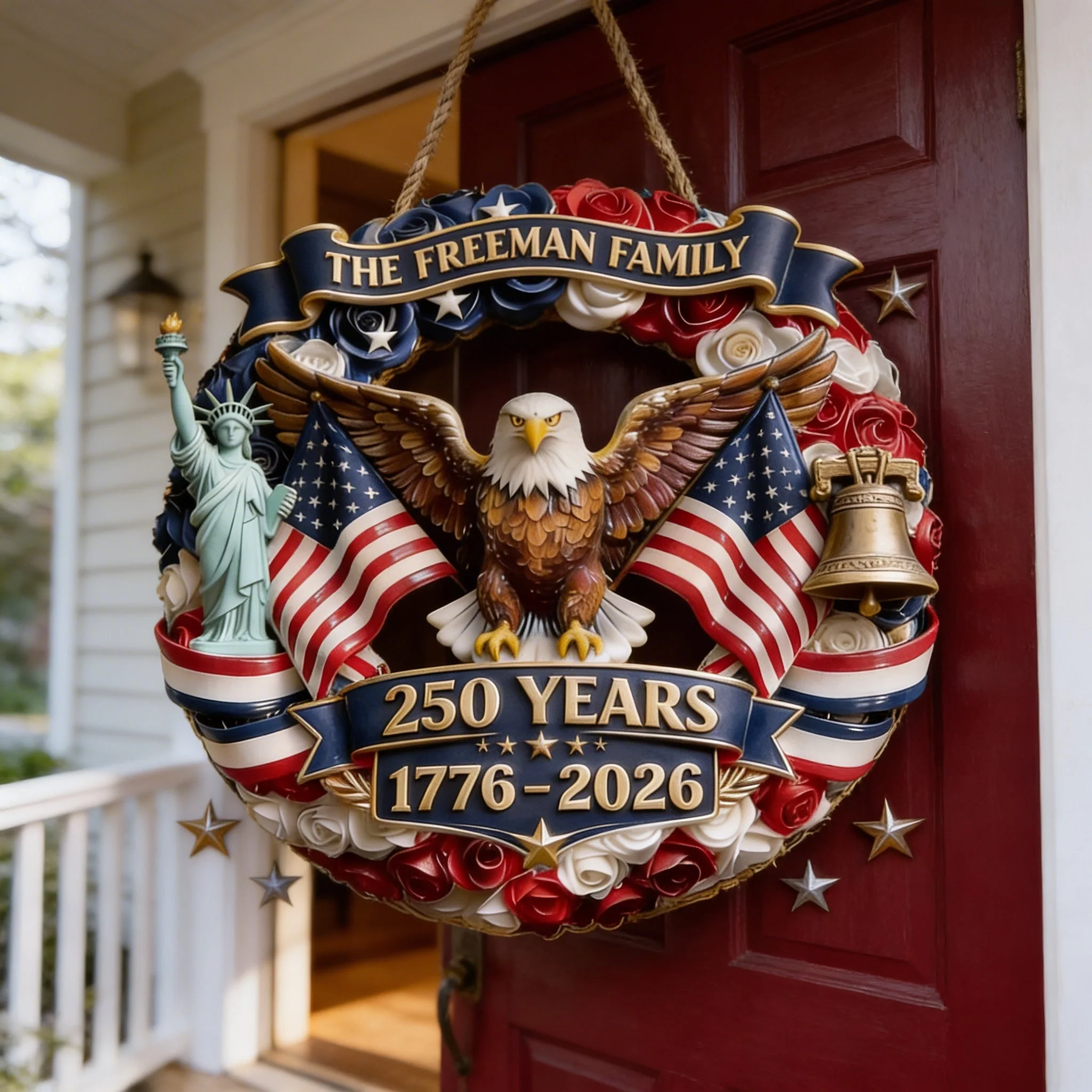 250th Year 4th Of July - Personalized Wood Sign - Patriotic Gift For Family - Image 2