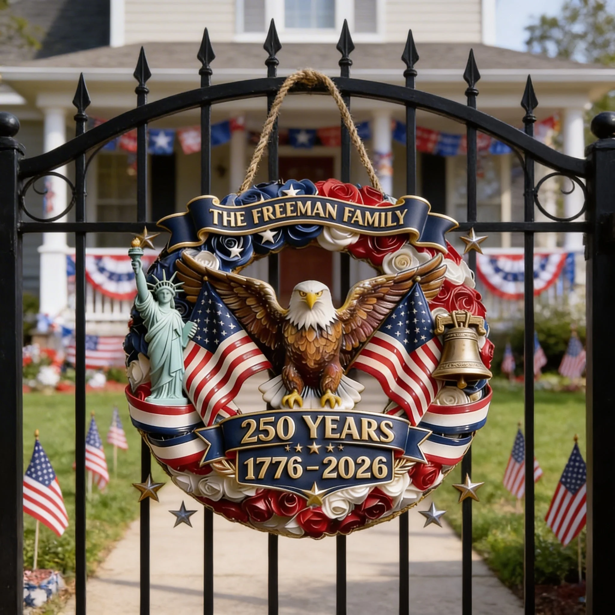 250th Year 4th Of July - Personalized Wood Sign - Patriotic Gift For Family - Image 3