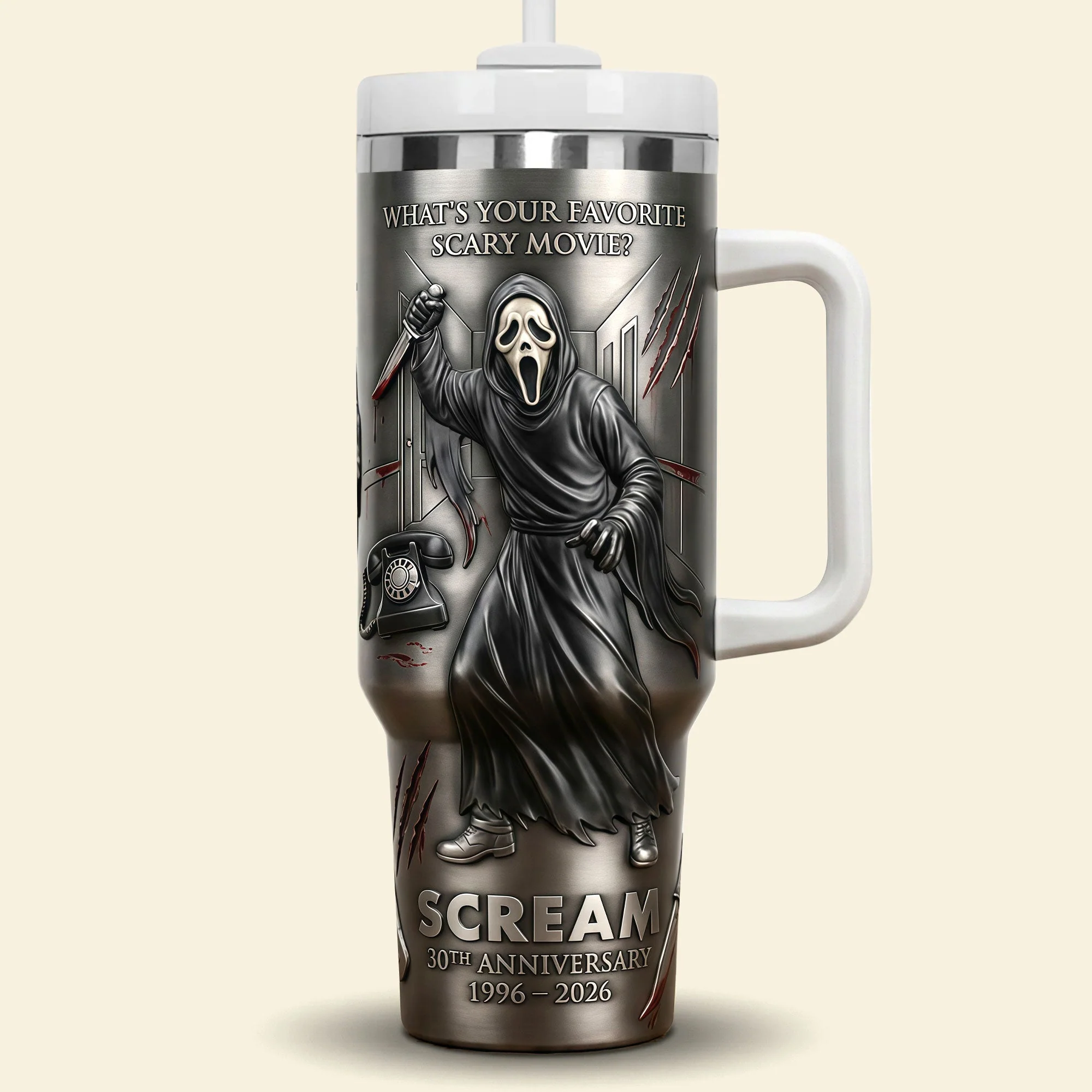 30th Anniversary Ghost Mask Horror - Personalized Tumbler - Gift For Horror Lovers - Image 3