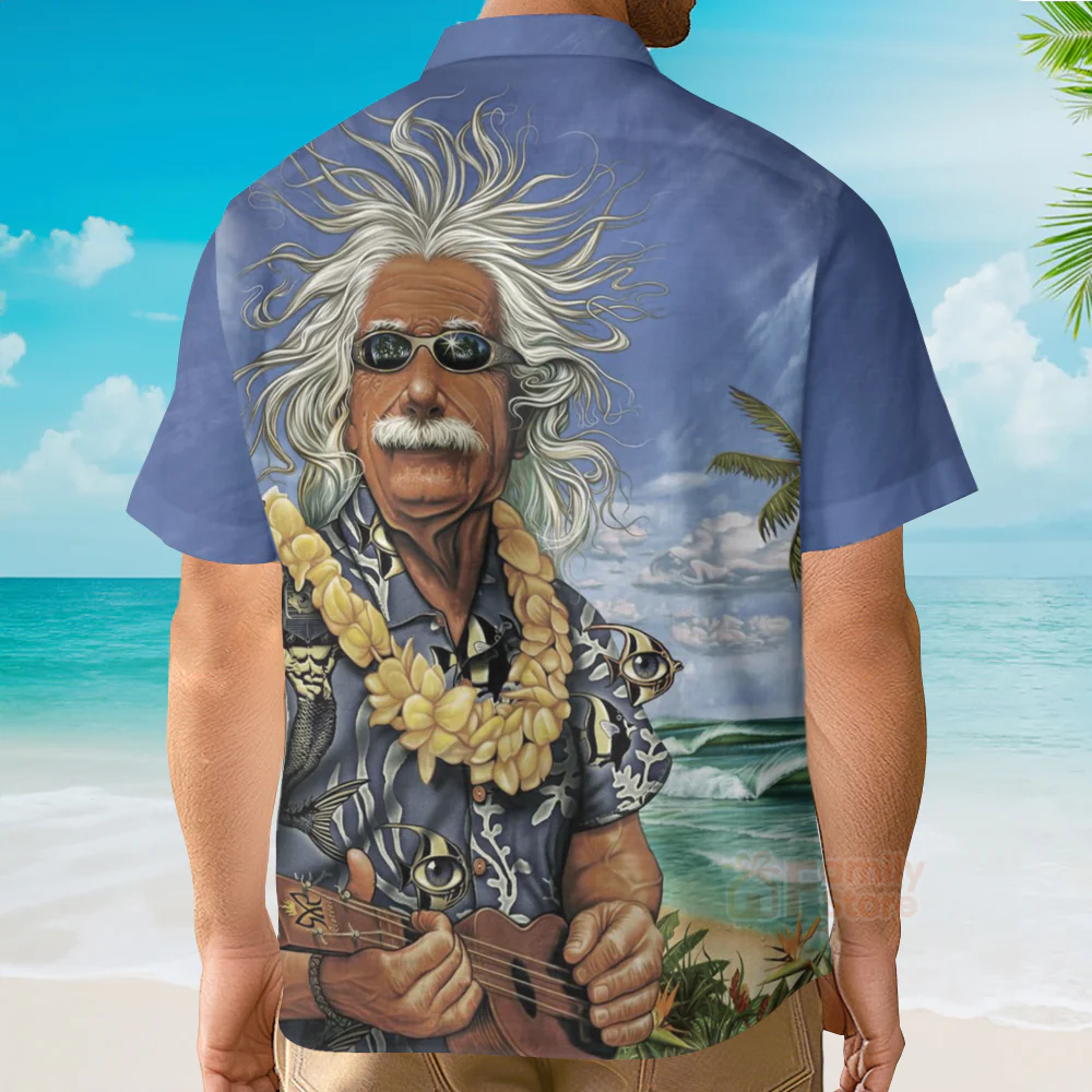 Albert Einstein Chilling On The Beach Custom Hawaii Shirt - Image 5