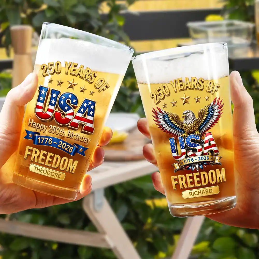 3D Effect 250 Years Of Freedom - Personalized Beer Glass - Gift For Patriots - Image 4