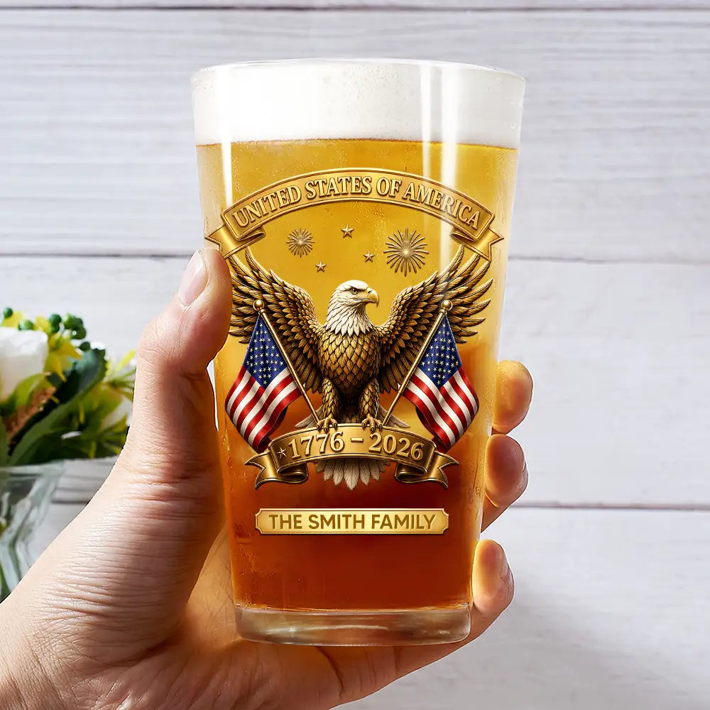 3D Effect America 250th Anniversary - Personalized Beer Glass - Gift For Patriots - Image 3