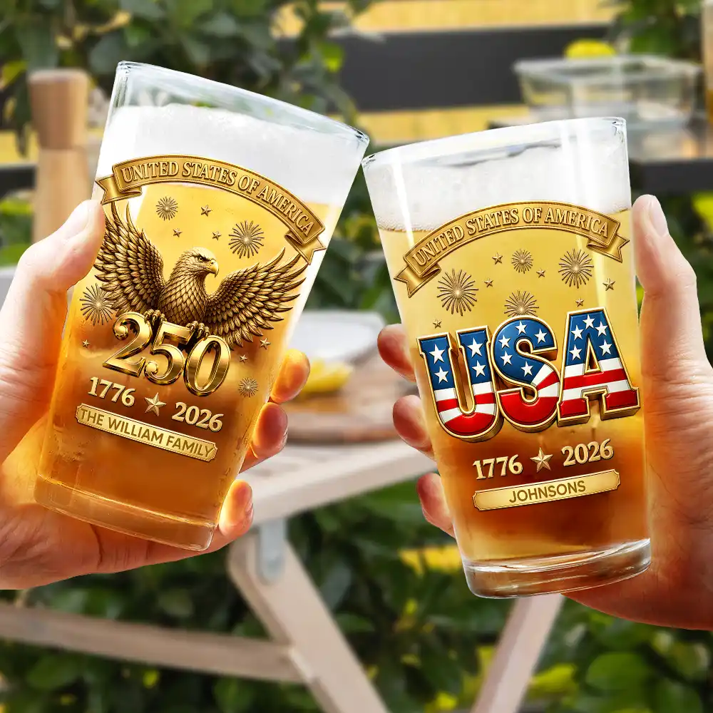 3D Effect America 250th Anniversary - Personalized Beer Glass - Gift For Patriots - Image 4