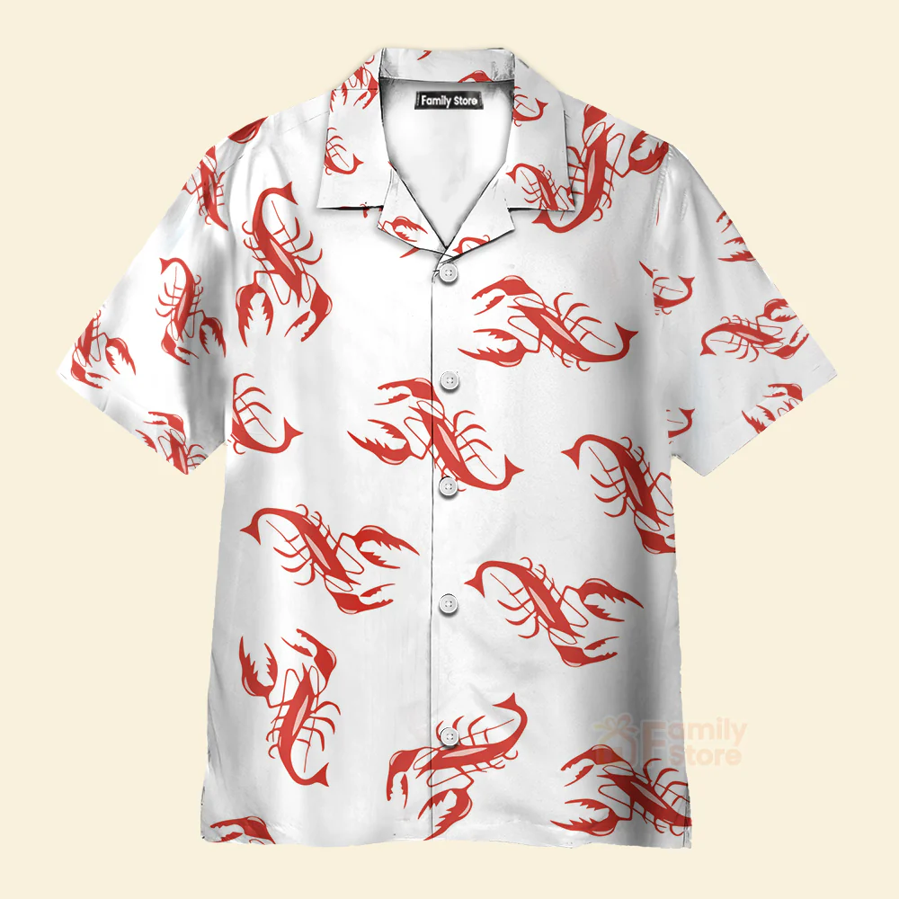 Lobster Print Hawaiian Shirt - Funny Seafood Lover Beach Shirt for Men & Women