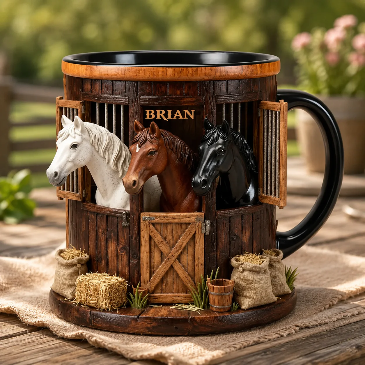 3D Stable with Horses - Personalized Mug - Gift For Farmers - Image 2