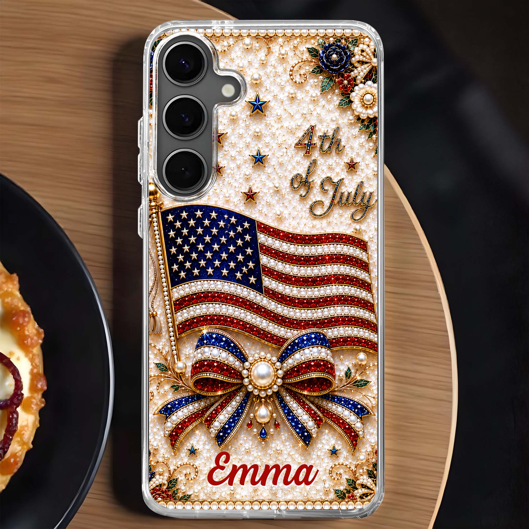 4th of July American Flag - Personalized Bling Phone Case - Gift For Patriots - Image 2