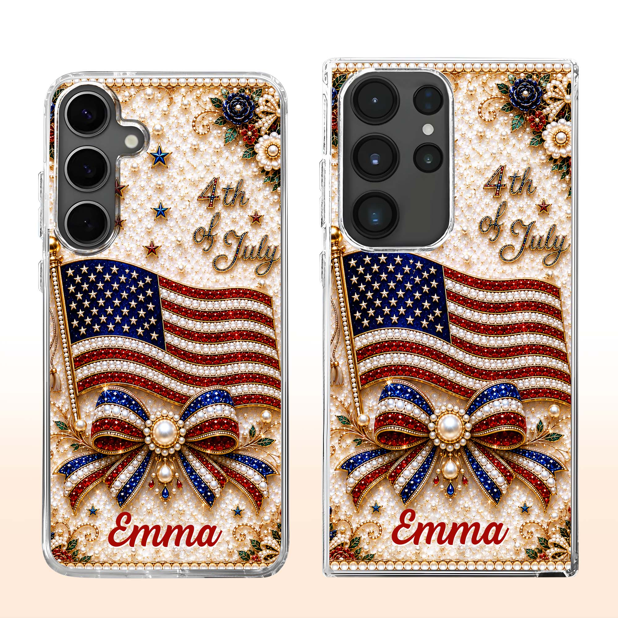 4th of July American Flag - Personalized Bling Phone Case - Gift For Patriots - Image 4