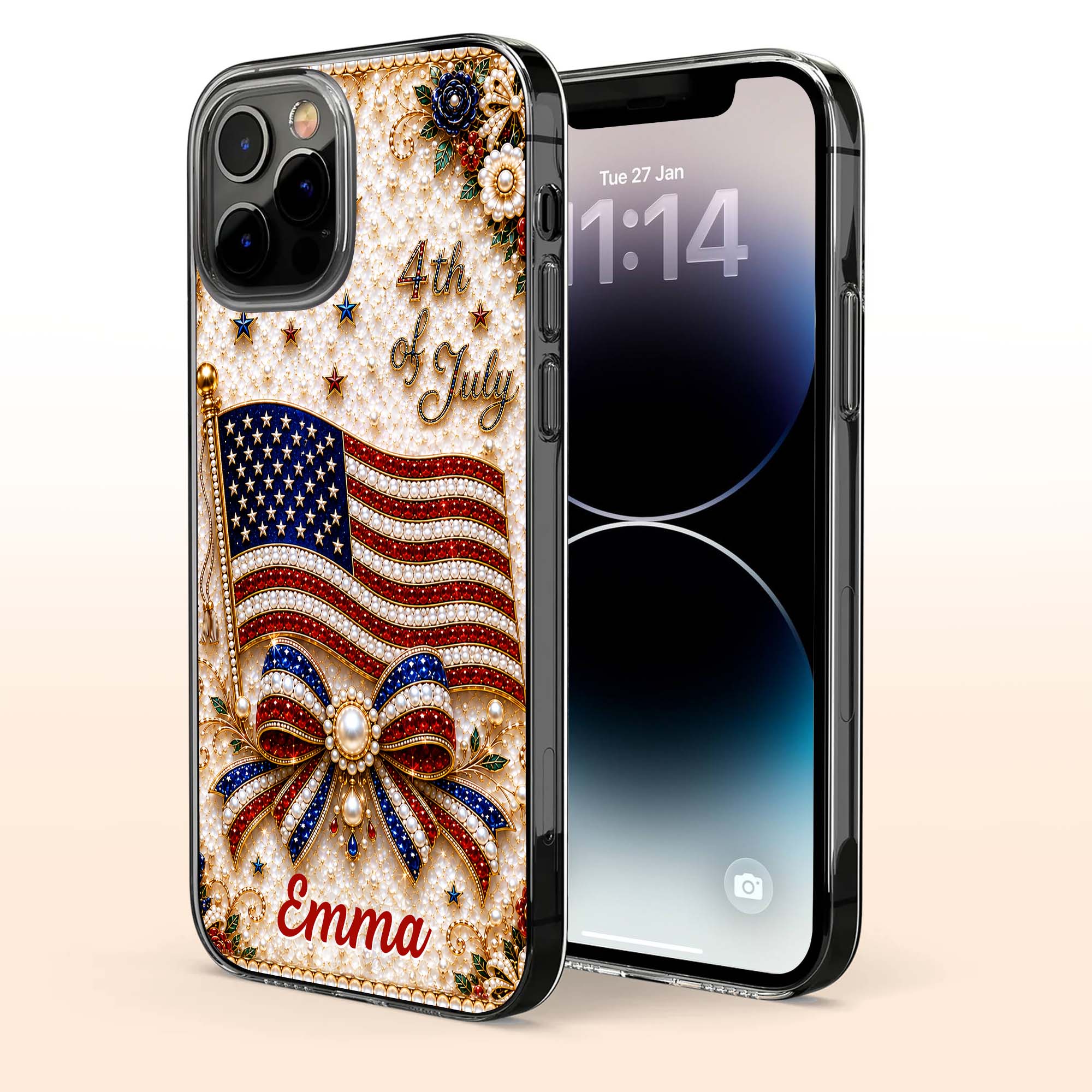 4th of July American Flag - Personalized Bling Phone Case - Gift For Patriots - Image 7