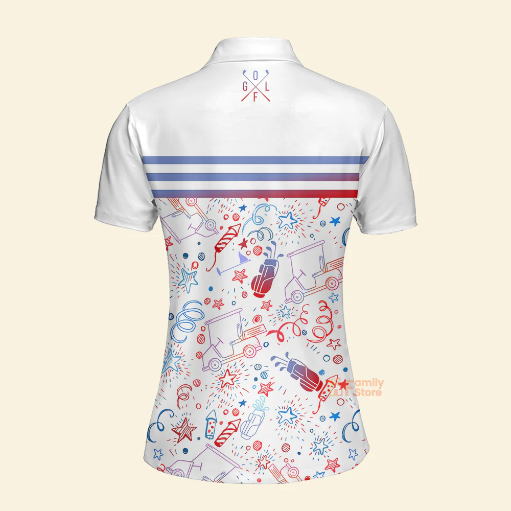 4Th Of July Pattern Flamingo Golf Apparel - Women Polo Shirt - Image 4
