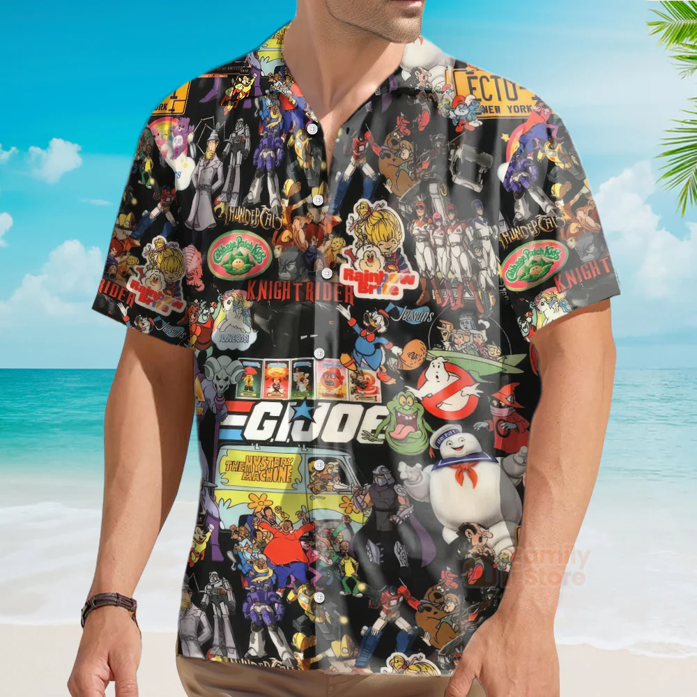 80S Cartoon Pattern Hawaiian Shirt - Image 4