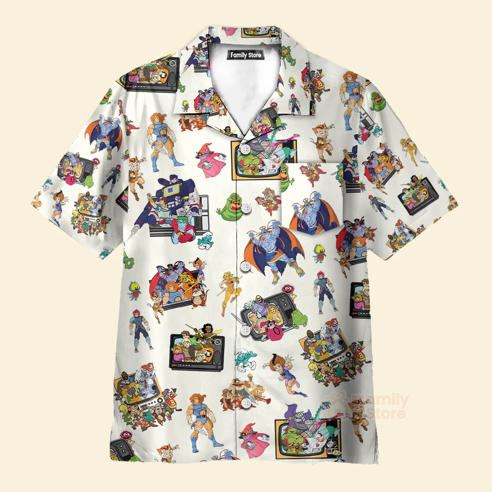 80S Famous Cartoon Characters Pattern Hawaiian Shirt - Image 2