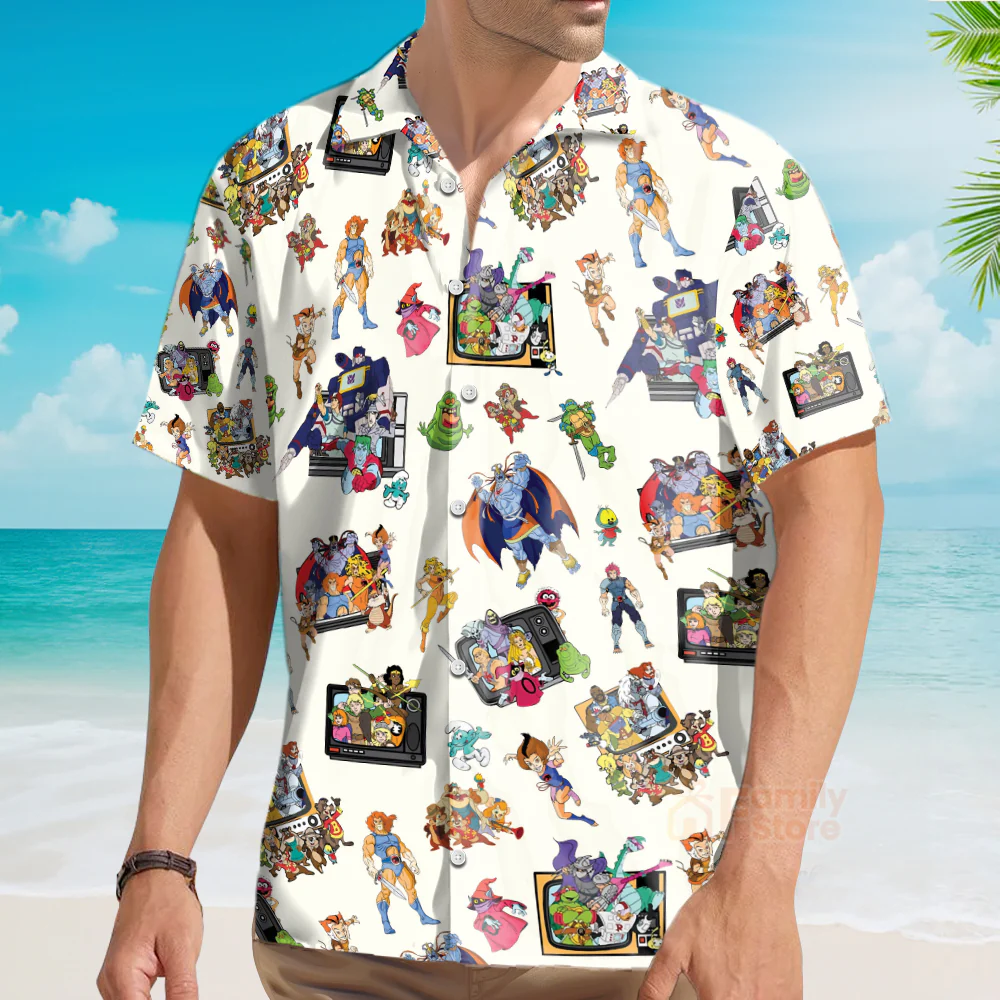 80S Famous Cartoon Characters Pattern Hawaiian Shirt - Image 4