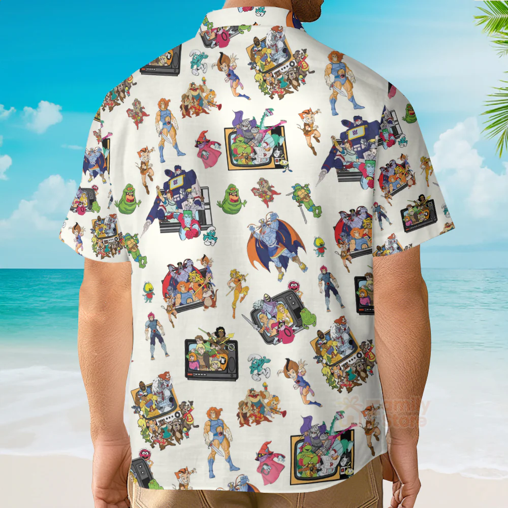 80S Famous Cartoon Characters Pattern Hawaiian Shirt - Image 5