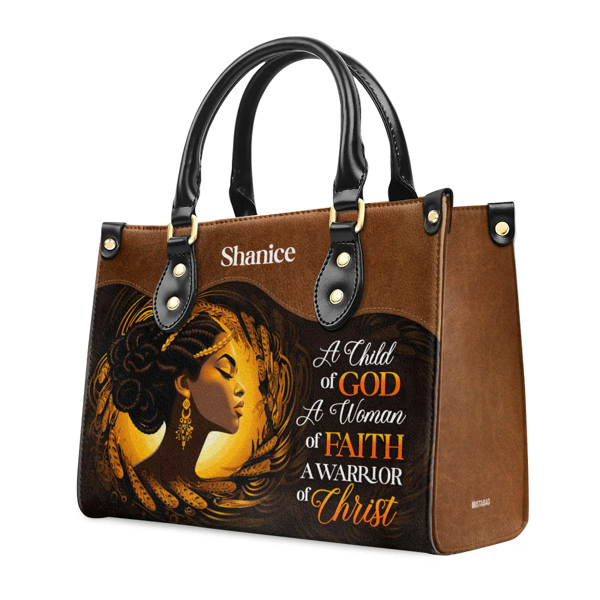 A Child Faith Warrior Of God Tote - Personalized Leather Handbag -  Christian Gift For Women | HD95 - Image 2