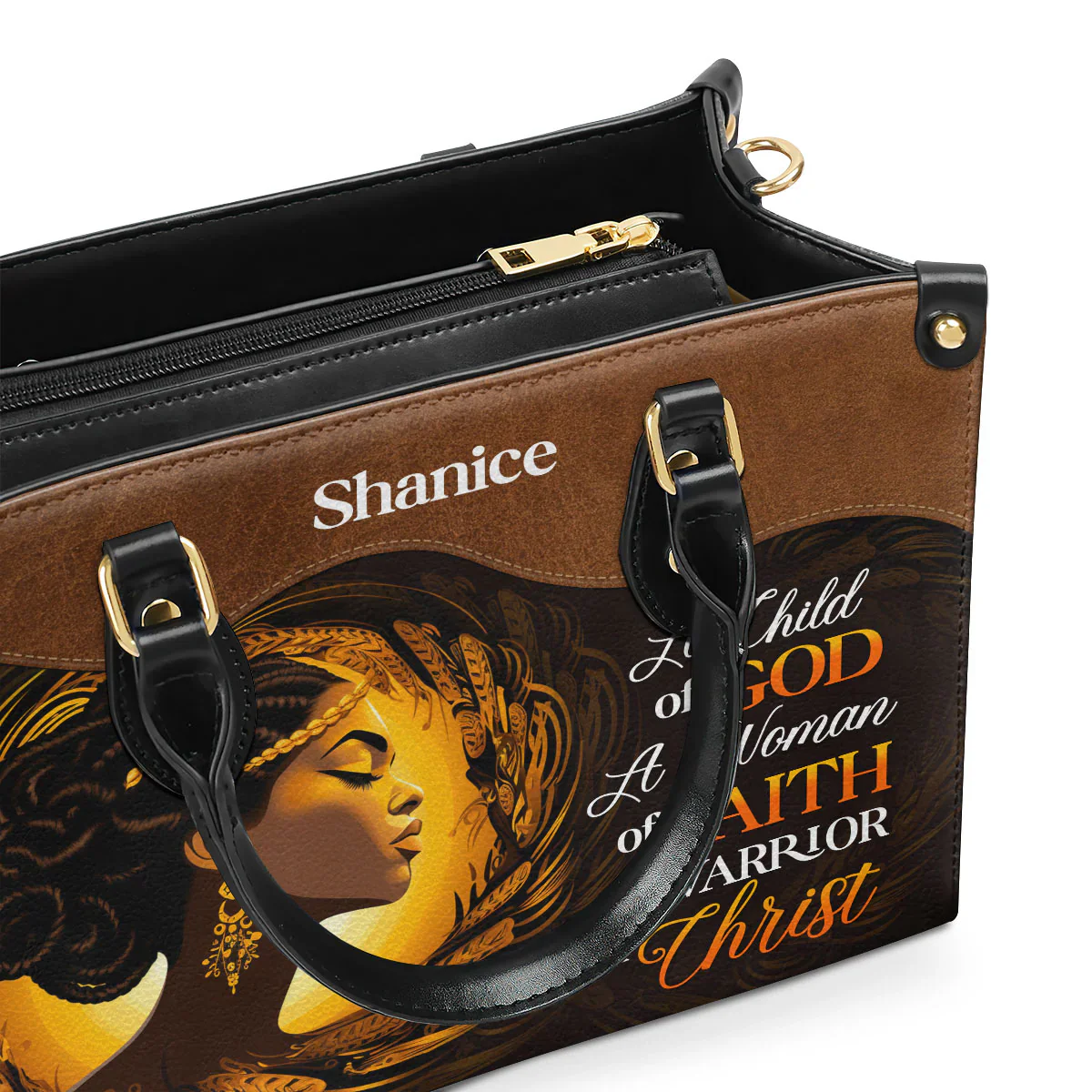 A Child Faith Warrior Of God Tote - Personalized Leather Handbag -  Christian Gift For Women | HD95 - Image 4