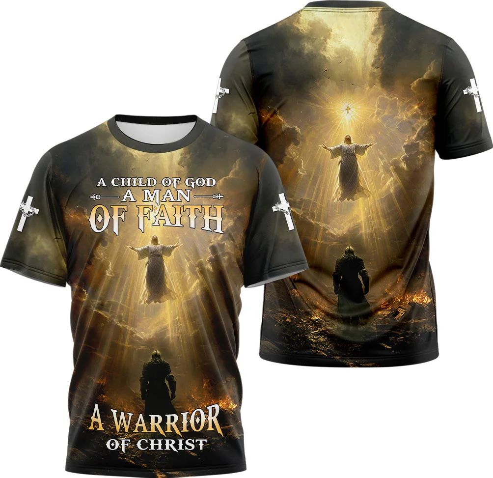 A Child Of God A Man Of Faith A Warrior Of Christ 3D TShirt - Image 3