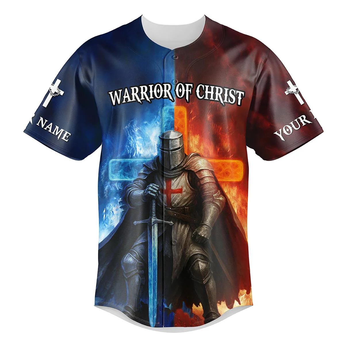 A Child Of God A Man Of Faith A Warrior Of Christ Custom Name Baseball Jersey - Christant Gift For Him - Image 2